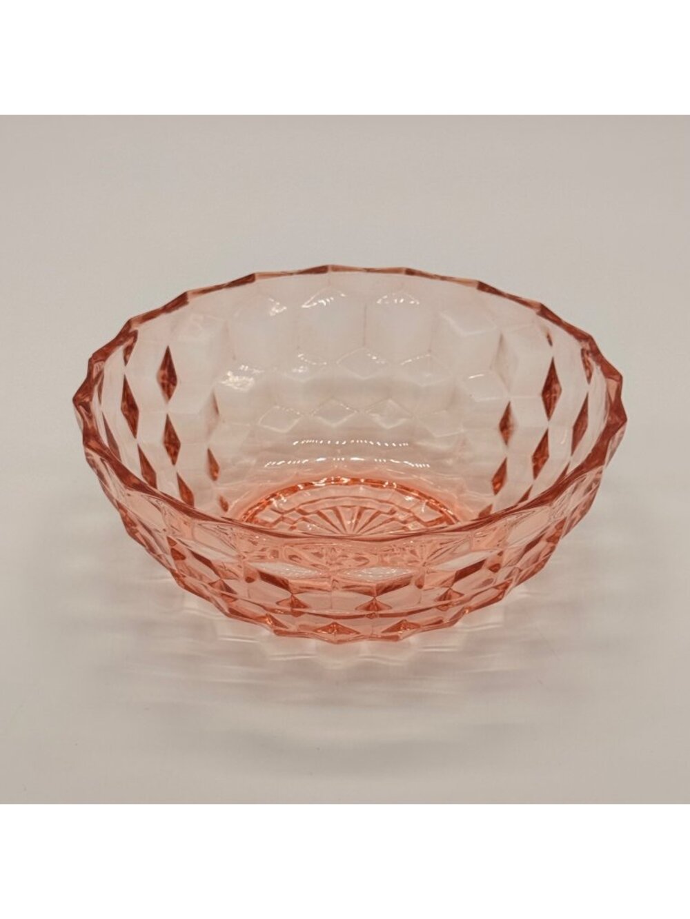 Jeannette Glass Cube Pattern Pink Depression Glass Salad Bowl Vintage 1929-1933